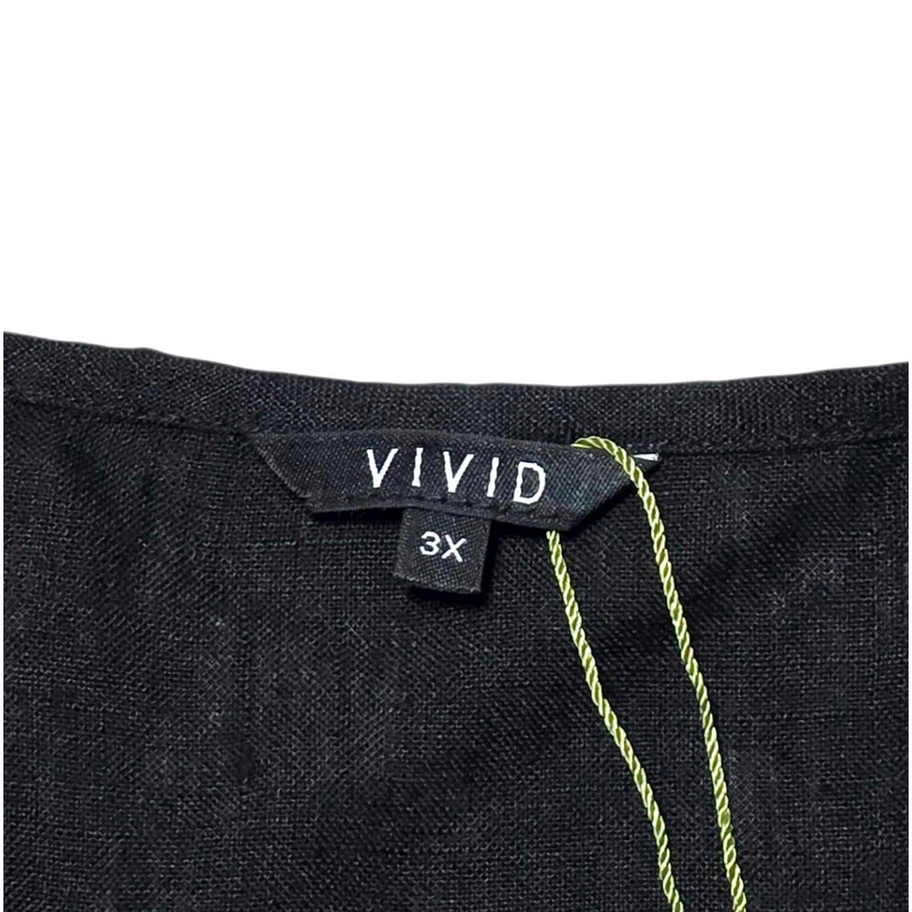 NWT VIVID Black Linen Maxi Dress Sleeveless Long Double Skirt Plus 3x Lagenlook - Picture 2 of 9